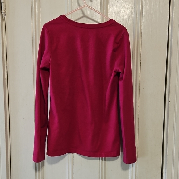 Faded Glory Pink Long Sleeve Tee with Floral Embellishment - Picture 4 of 4